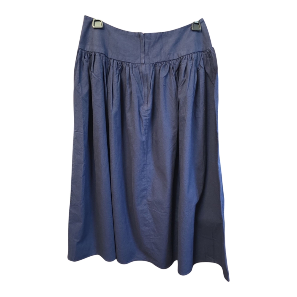 Vintage - Jessica McClintock, Gunne Sax - Navy Blue Cotton Midi Skirt - Size 11 - Picture 2 of 2